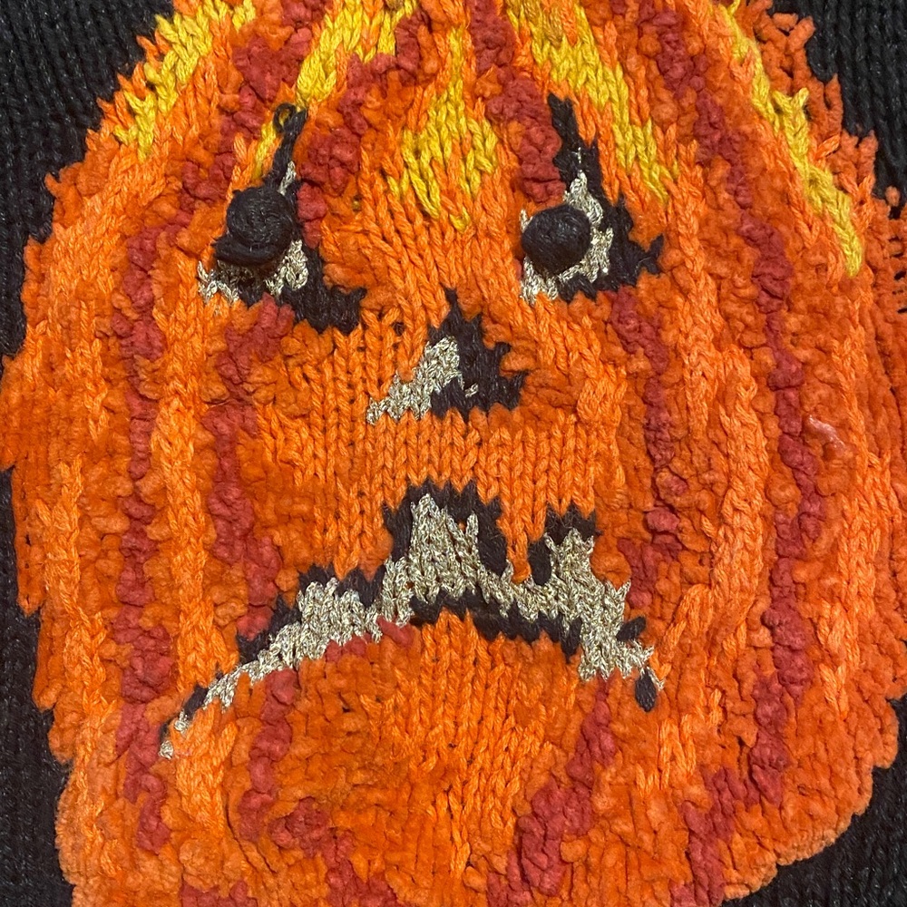 Vintage BellePointe Halloween Pumpkin Knit Vest L? Missing 1 button (see pic - Picture 5 of 7